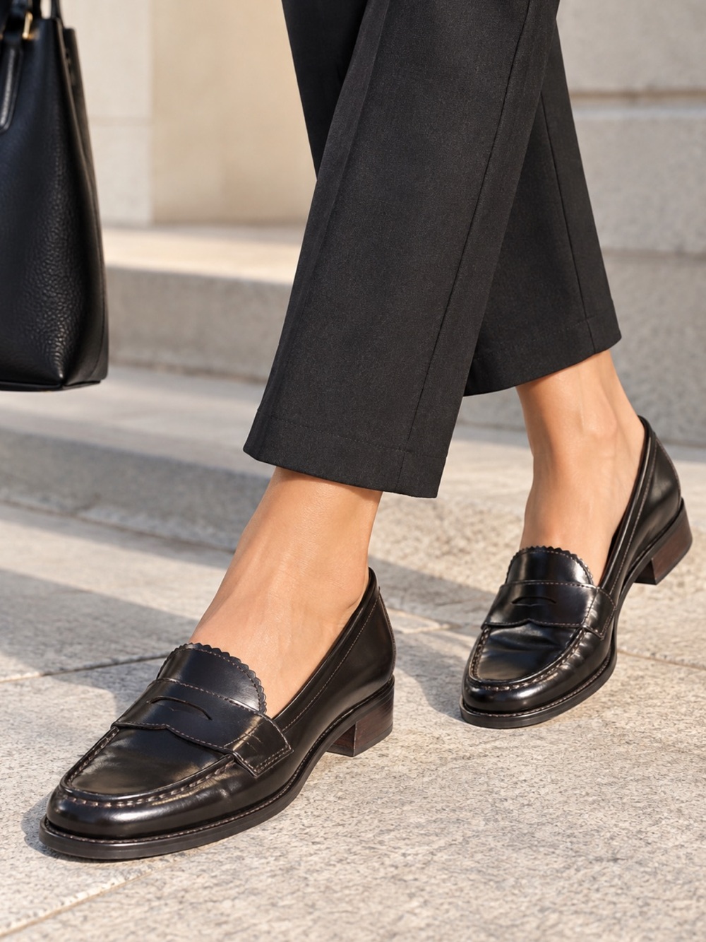 Franco Sarto Penny Loafers Women Size 8M Black Leather Slip On Made In Brazil